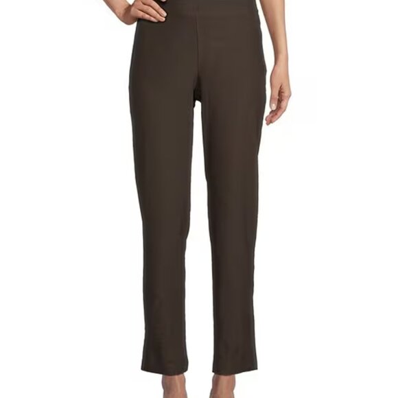 🌸Eileen Fisher Chocolate Washable Stretch Crepe Straight Leg Pants - Picture 1 of 16